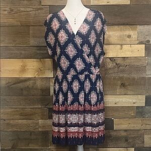 Navy Patterned Women's Dress